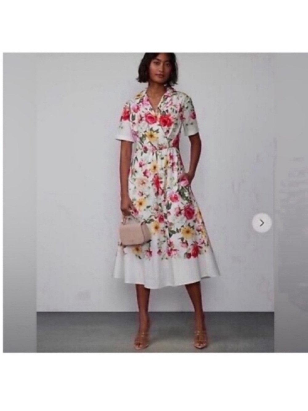 New York & Company Floral MIDI Dress Size Small